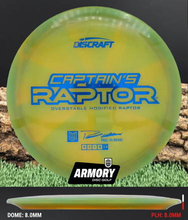 Armory Disc Golf Shop Used Disc Golf Discs ESP Discraft Z Swirl Captain's Raptor green/blue 8/10 ink 177g